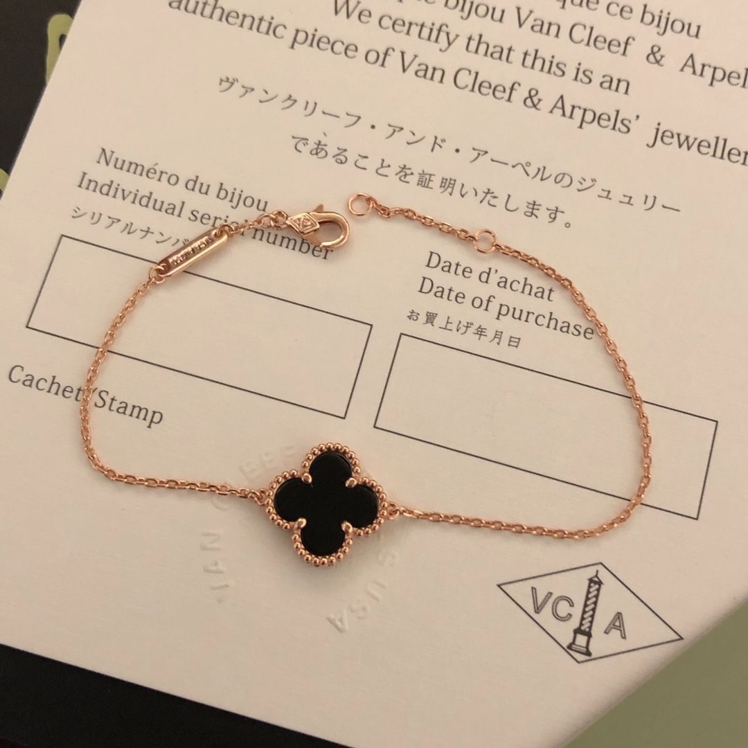 Van Cleef & Arpels VCA 四つ葉のクローバー ブレスレット ? 電気メッキ 18K ローズゴールド、黒瑪瑙、白マザーオブパール、赤瑪瑙、マラカイト｜本日限定特価｜新品未使用