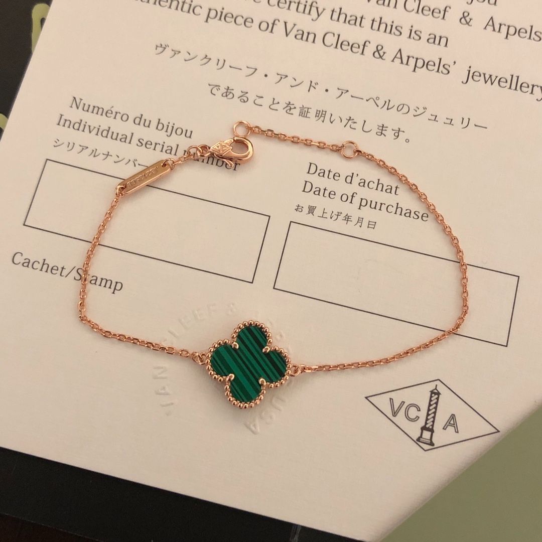 Van Cleef & Arpels VCA 四つ葉のクローバー ブレスレット ? 電気メッキ 18K ローズゴールド、黒瑪瑙、白マザーオブパール、赤瑪瑙、マラカイト｜本日限定特価｜新品未使用