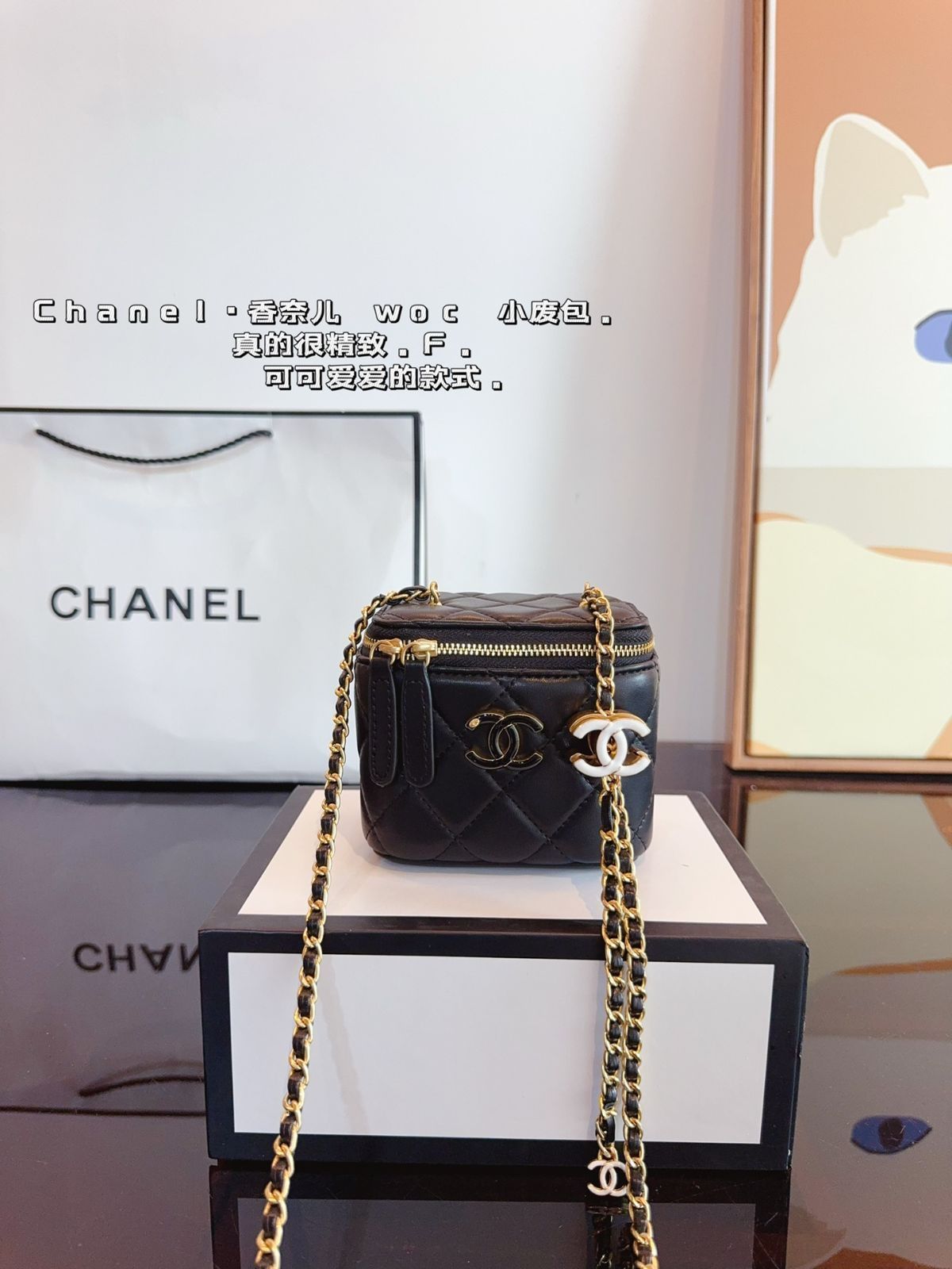 CHANELシャネルエナメル調節バックルポーチ、ハンドバッグ、小銭入れ、財布、ショルダーバッグ、-WTO輸入