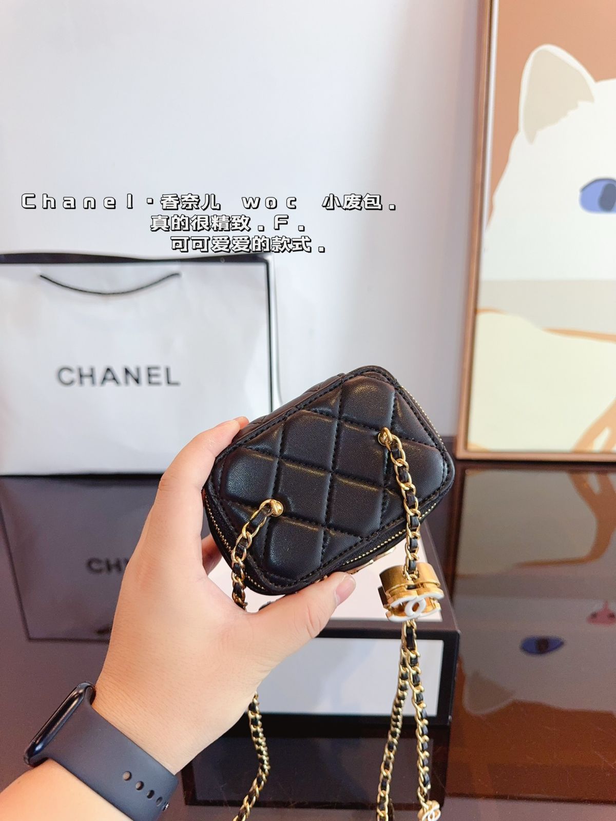 CHANELシャネルエナメル調節バックルポーチ、ハンドバッグ、小銭入れ、財布、ショルダーバッグ、-WTO輸入