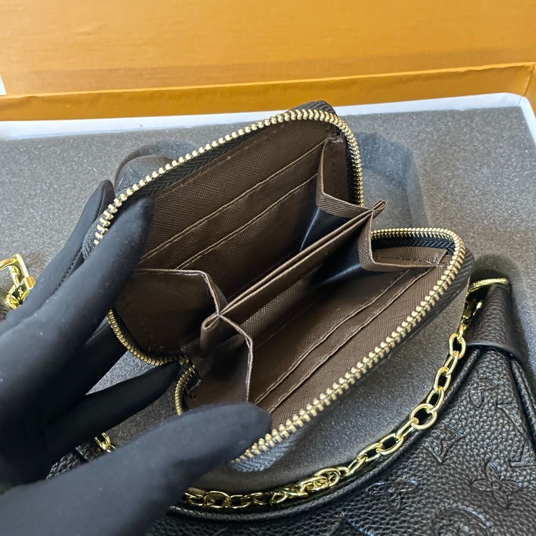 [本日特価] TOP New 高品質3点セット - Lv ブラックエンボスムーンバッグ + スカーフ + 財布/化粧ポーチ 本日限定特別割引！ [本日特価|新品未使用品]-MM輸入