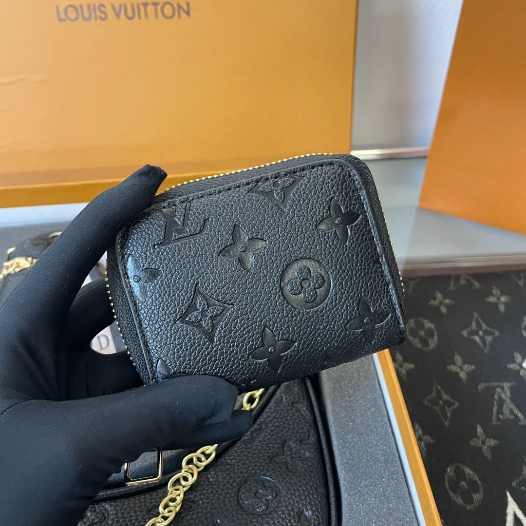 [本日特価] TOP New 高品質3点セット - Lv ブラックエンボスムーンバッグ + スカーフ + 財布/化粧ポーチ 本日限定特別割引！ [本日特価|新品未使用品]-MM輸入