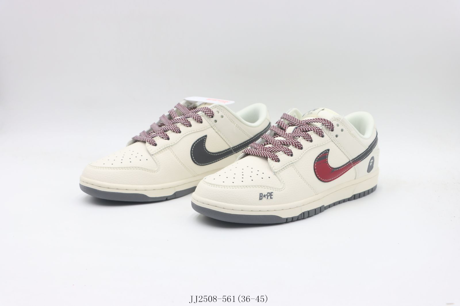【今日特価】ナイキ NIKE ダンクロー Dunk Low 白赤 White Red Bape JJ2508-561 スニーカー-MM輸入2
