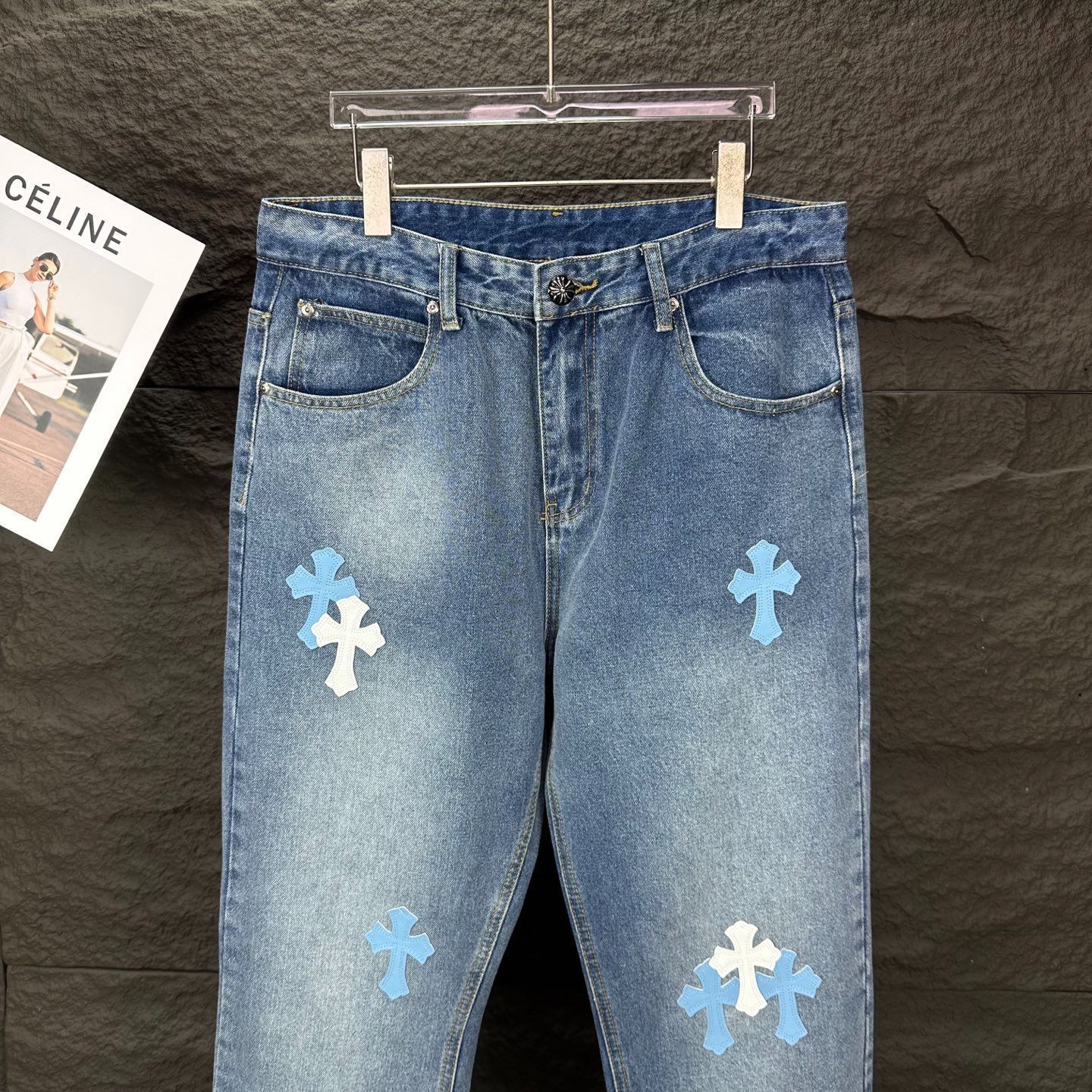 【今日特価】Chrome Hearts 2025 青梵文十字 カップルジーンズ