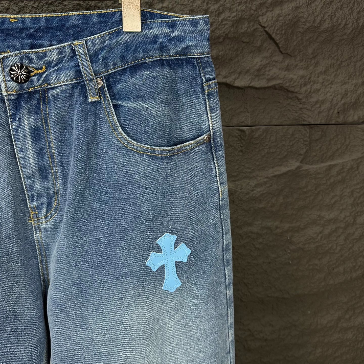 【今日特価】Chrome Hearts 2025 青梵文十字 カップルジーンズ