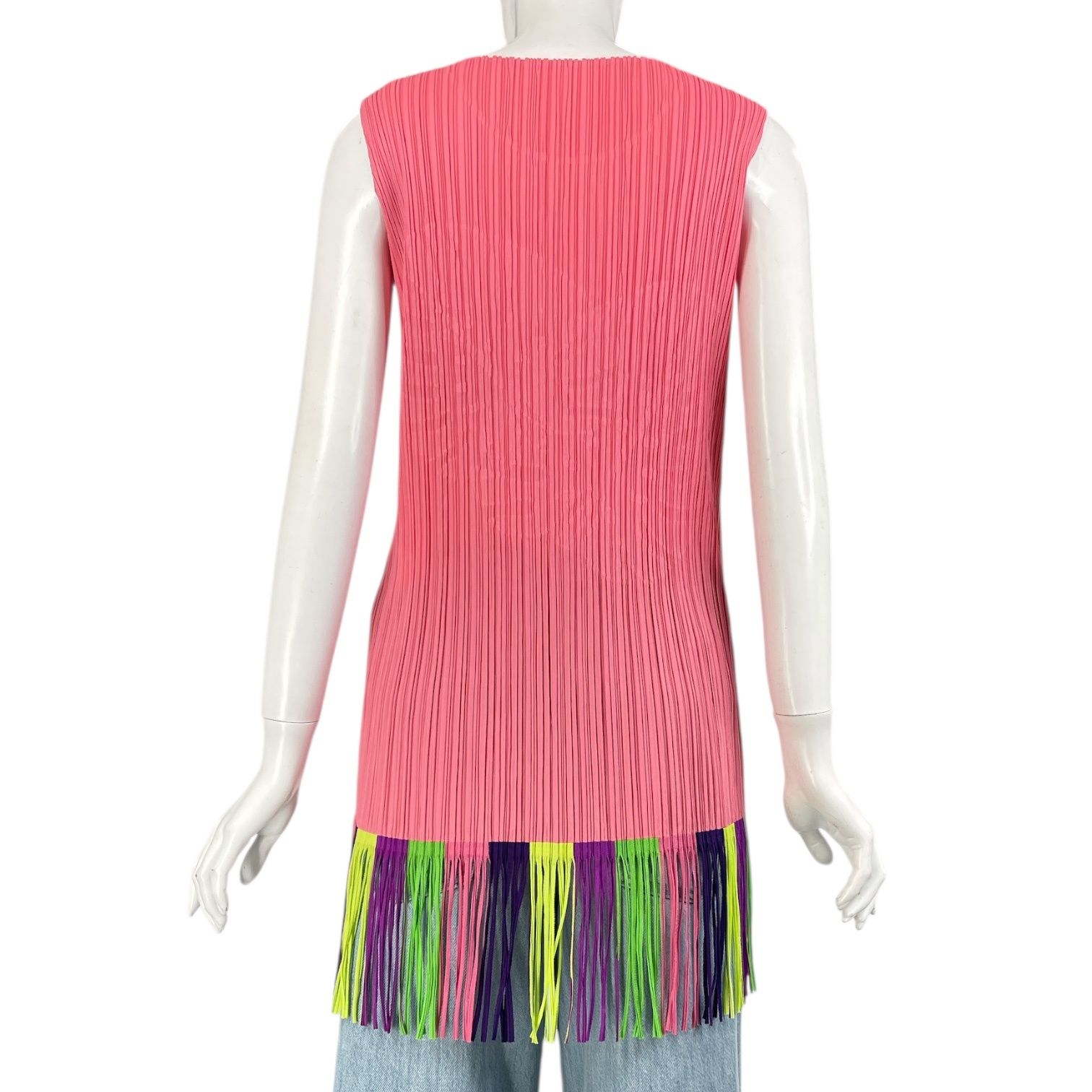レア 希少 新品同様 ISSEY MIYAKE イッセイミヤケ PLEATS PLEASE プリーツプリーズ カットソー リーフ パッチ フリンジ マルチカラーサイズ3