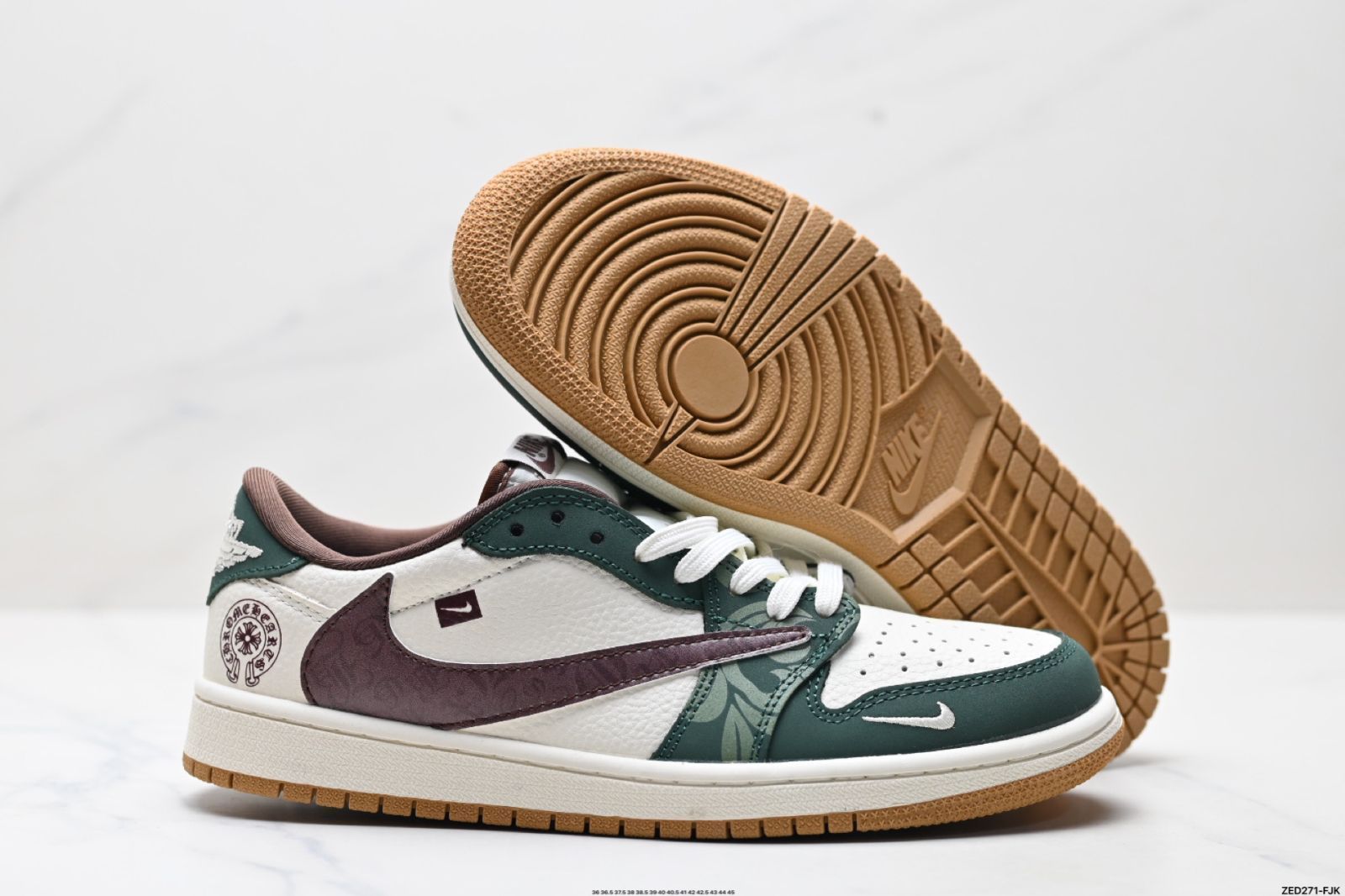 「トラヴィス・スコット x エア ジョーダン 1」Reverse Mocha AJ1 TS ライトニング コラボ レバースフック ロートップ カルチャーバスケットボールシューズ