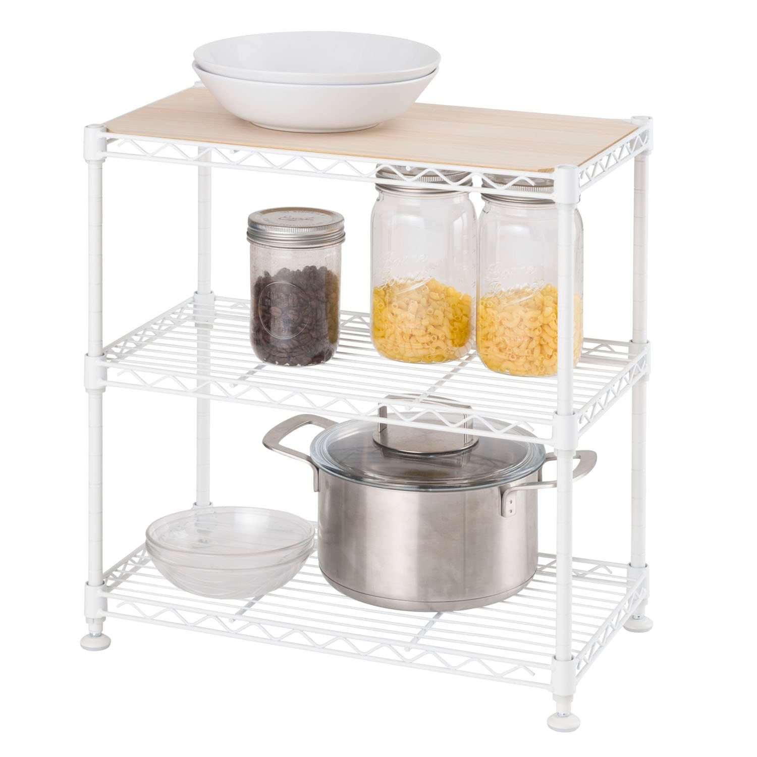 ☆新品☆ドウシシャ 3段 ミニラック シンク下収納ラック 白 ホワイト 幅45x奥行25x高さ46cm 棚板位置2.5cm間隔で変更可能 全体耐荷重90kg 防錆加工 サビに強い 水回りOK ウッドシート付き キッチン デスク下 冷蔵庫上 C cbe46cf9