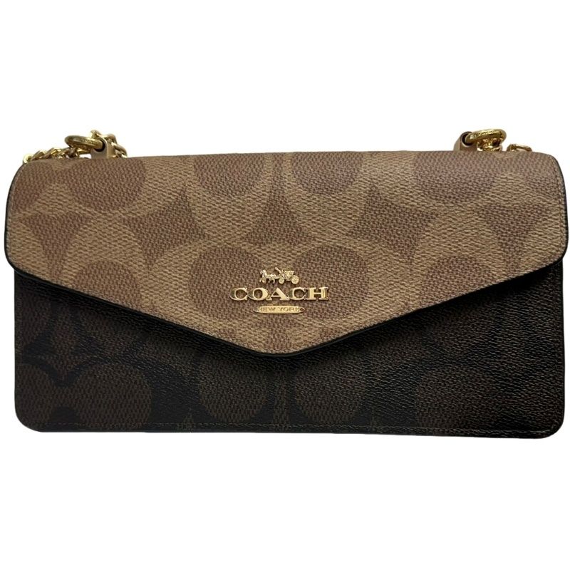 COACH コーチ クレア エンベロープ クロスボディー CBI99 ブラウン キャンバス×レザー ショルダーバッグ レディース 【中古】 32604K155