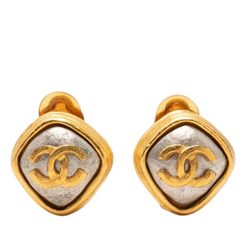 シャネル ココマーク ヴィンテージ スクエア イヤリング 97A刻印 ゴールド シルバー メッキ レディース CHANEL【1-0272968】