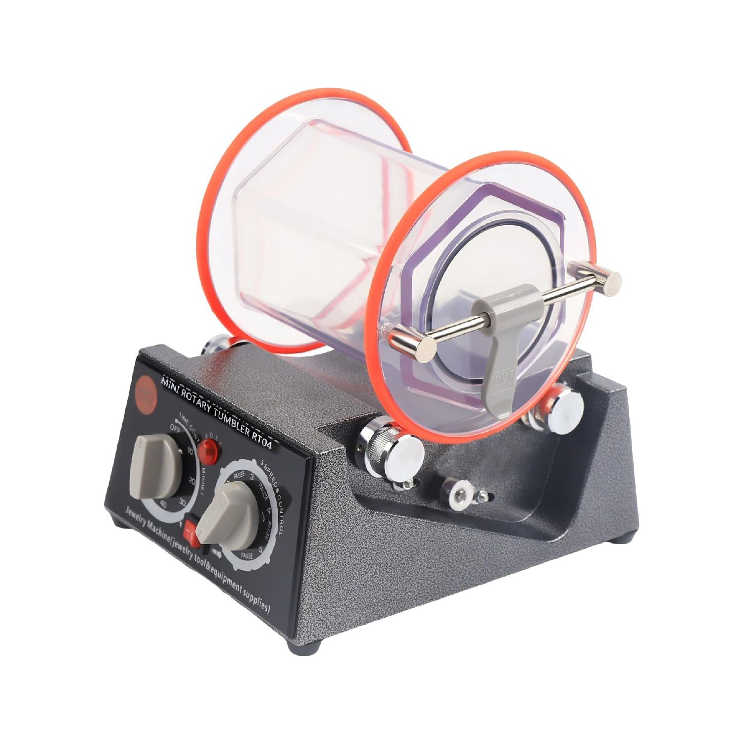 Kurflo バレル研磨機 チェンジバレル研磨機 3kg ロータリーバレル 800rpm 高速回転 五段速度調整 アクセサリー/小物/天然石/金属/パーツ研磨 光沢仕上げ 面取り サビ取り 家庭用 業務用 (オレンジ 3kg)kk