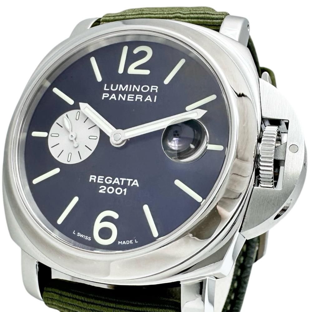 【PANERAI/パネライ】PAM00107 腕時計 ステンレススチール/キャンバス 自動巻き/オートマ ブラック文字盤/グリーンキャンバスベルト メンズ 【中古】【真子質店】【BL】