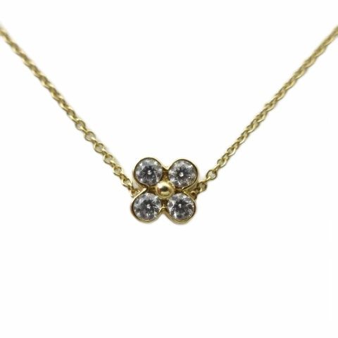 ティファニー TIFFANY & CO. ベゼルフラワーネックレス ペンダント K18YG イエローゴールド ダイヤモンド 2.3g
