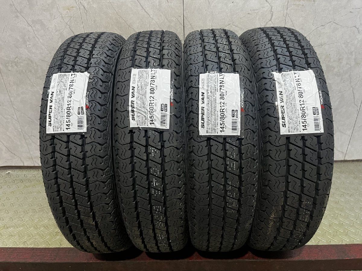 【新品】YOKOHAMA SUPER VAN356 145/80R12 80/78N LT 12インチ 夏タイヤ 4本 25年製 バモス スクラム エブリィ ハイゼット等　(MTC071)