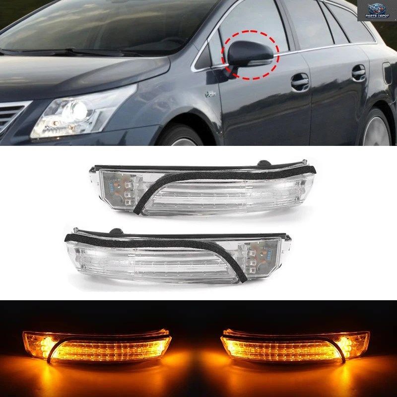 ミラーLEDターンシグナルリピーターライト12VダイオードサイドマーカーランプトヨタアベンシスT27 2009-14