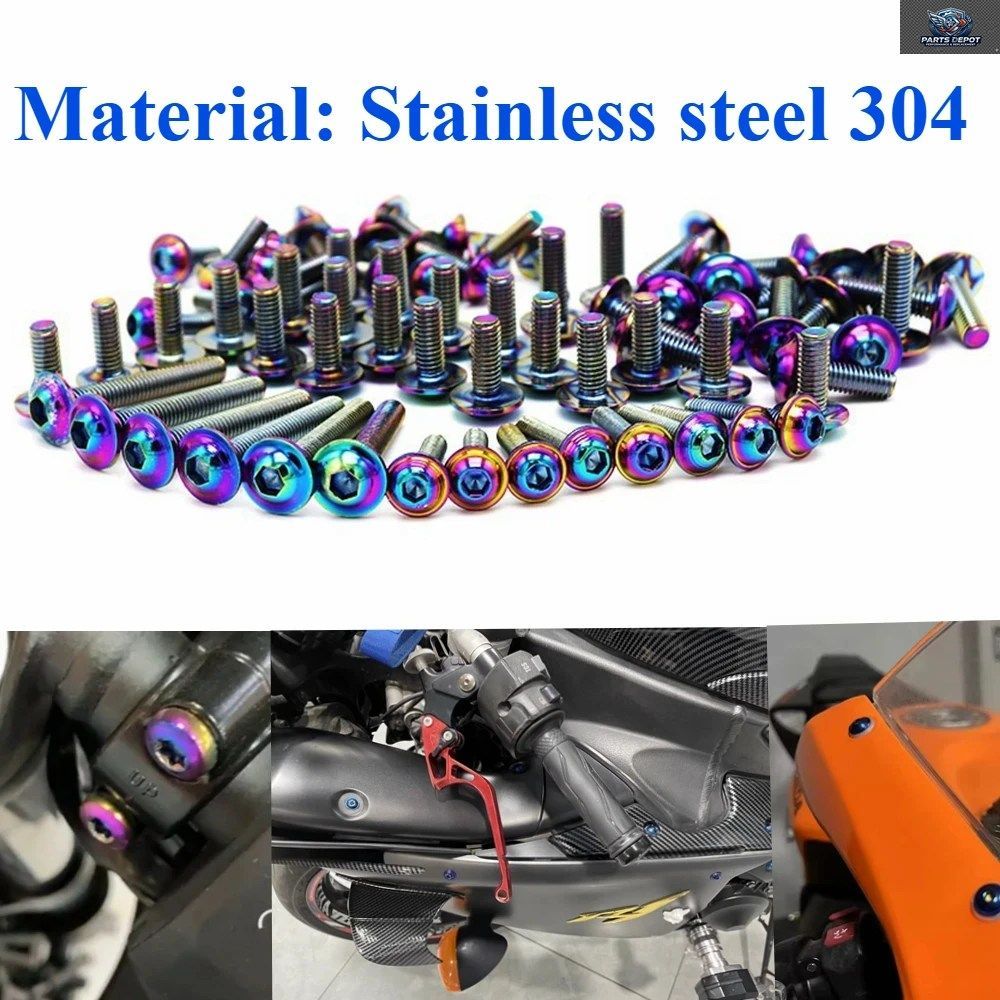 195個のオートバイ用ネジ、フェアリングボルトナット、ボディネジ、ヤマハ R15 R25 R3 R6 R7 R125 R15 R25 MT03 MT07 MT10 FZR FJ TZ