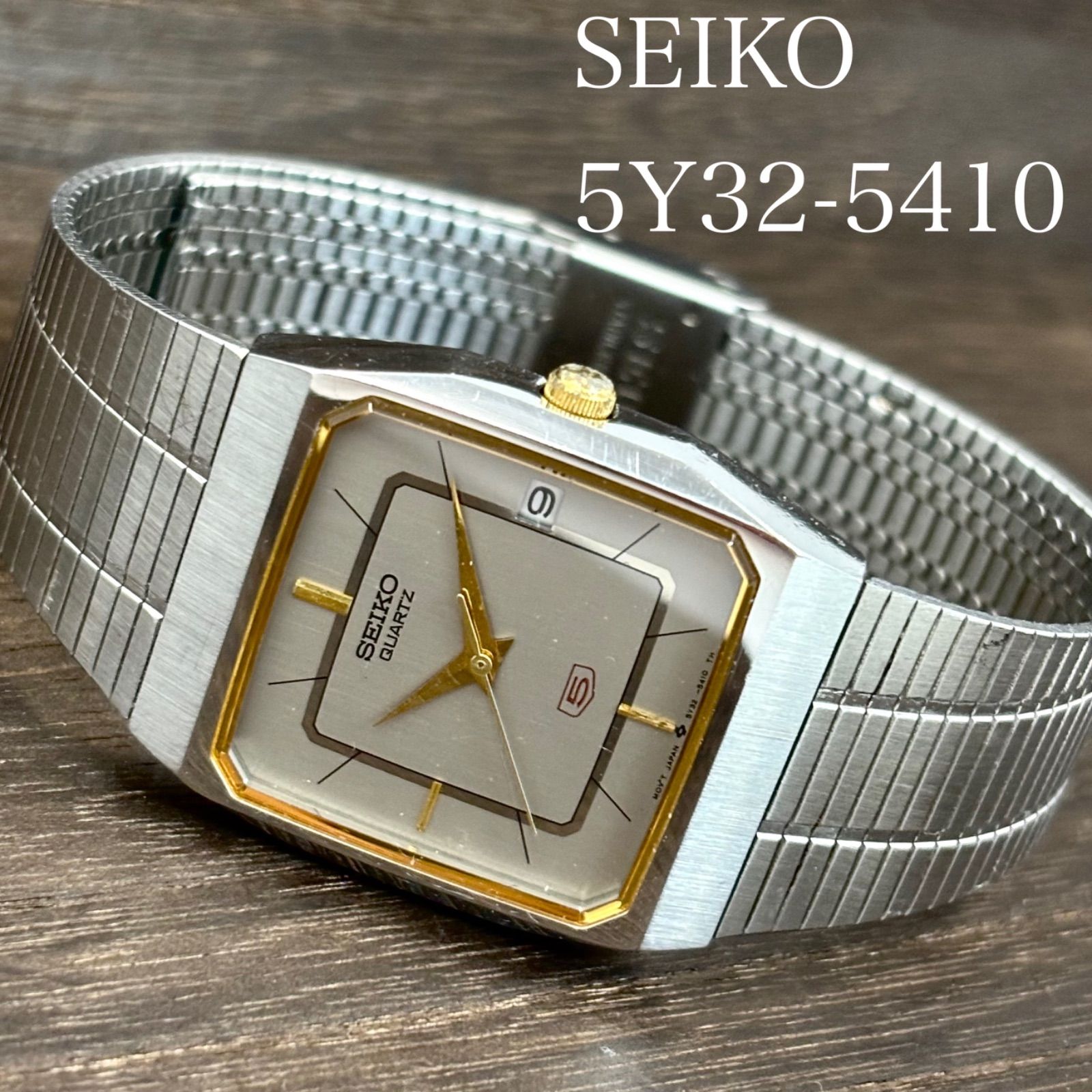【稼働/超希少】SEIKO 5/セイコーファイブ 腕時計 クォーツ デイト シルバー 1988年8月製造 japan vintage
