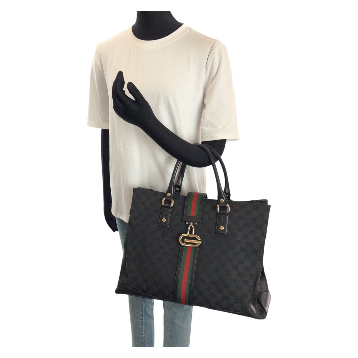 GUCCI グッチ シェリーライン ブラック 黒 ゴールド金具 GGキャンバス 