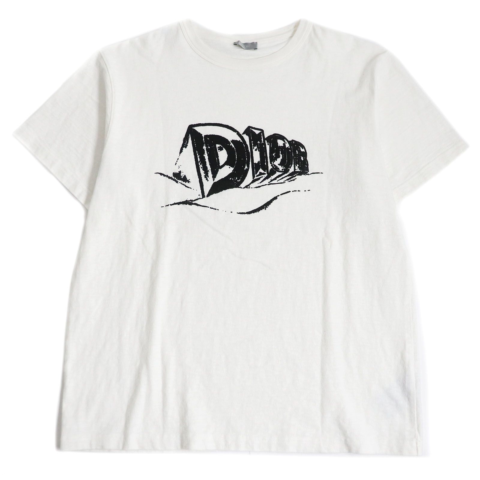 【ドンドン見直し】美品 DIOR ディオール オム 23AW 393J696A0849 スラブコットン クルーネック ロゴ入り 半袖Ｔシャツ ホワイト XL イタリア製 正規品