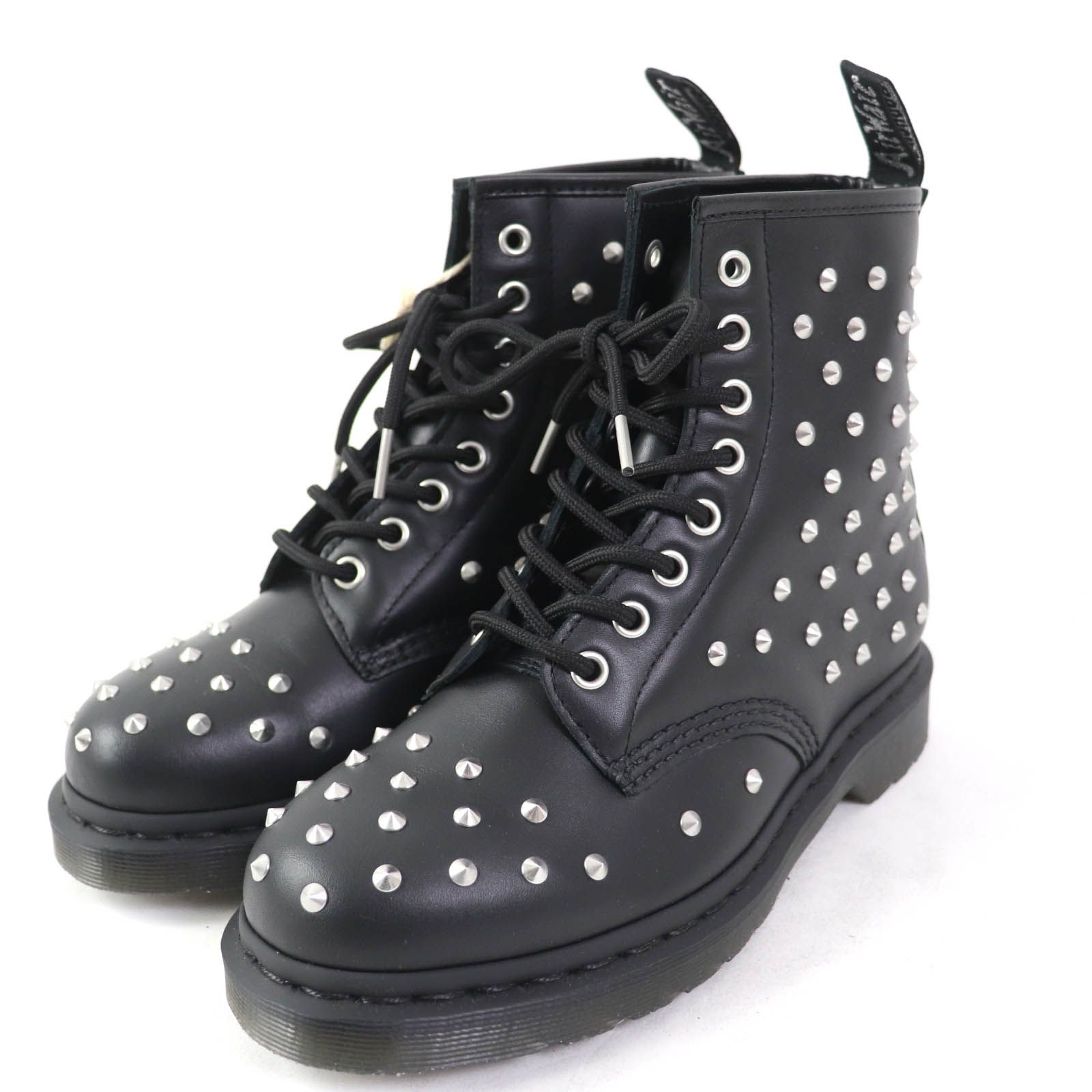 【ドンドン見直し】未使用品☆Dr.Martens ドクターマーチン 27040001 1460 STUD スタッズ付 8ホール レースアップブーツ レザー ショートブーツ ブラック シルバー UK5 箱付き レディース 14,256円