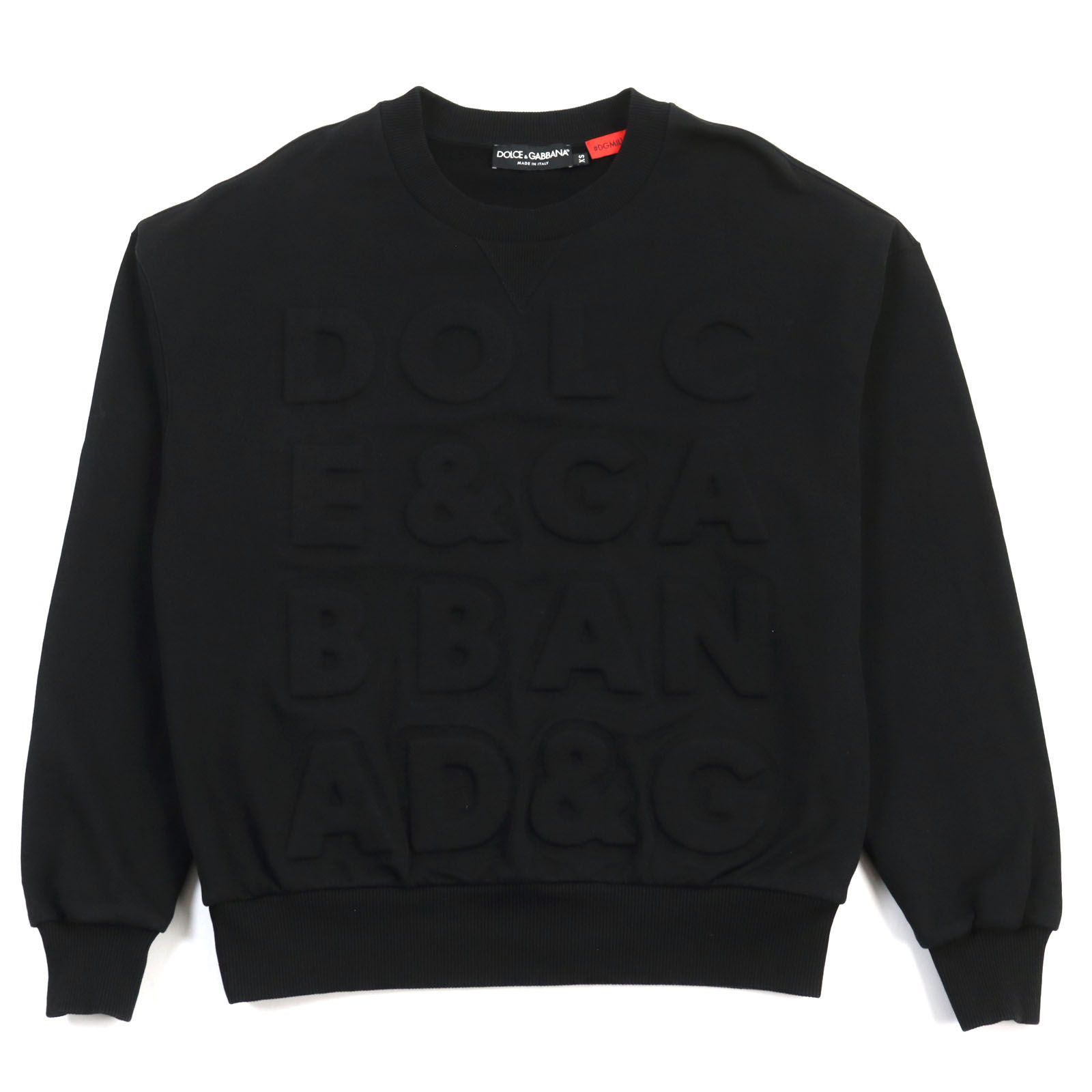【ドンドン見直し】良品○DOLCE&GABBANA ドルチェ＆ガッバーナ G9QI2T / G7TOO DGMILLENNIALS コットン100% 黒タグ ロゴデザイン エンブロイダリー クルーネック スウェット ブラック XS イタリア製 正規品 メンズ