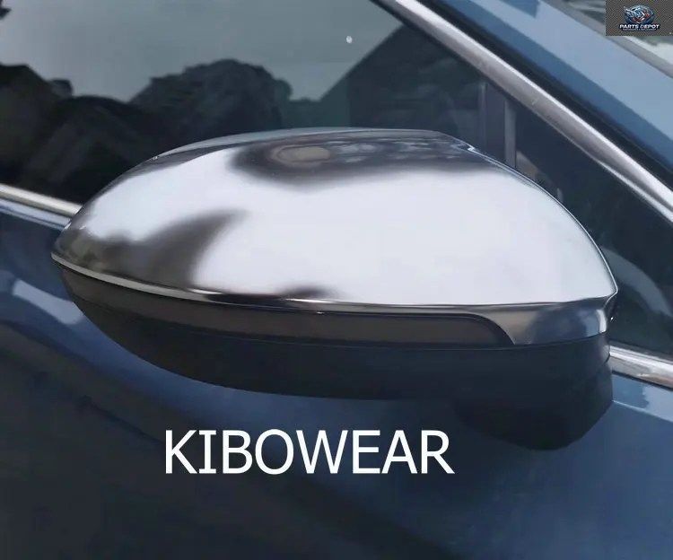 2個入りシルバーマットサイドミラーカバー VW パサート B8 バリアント アルテオン 2018 - 21 ブラッシュドキャップ 2015 2016 2017