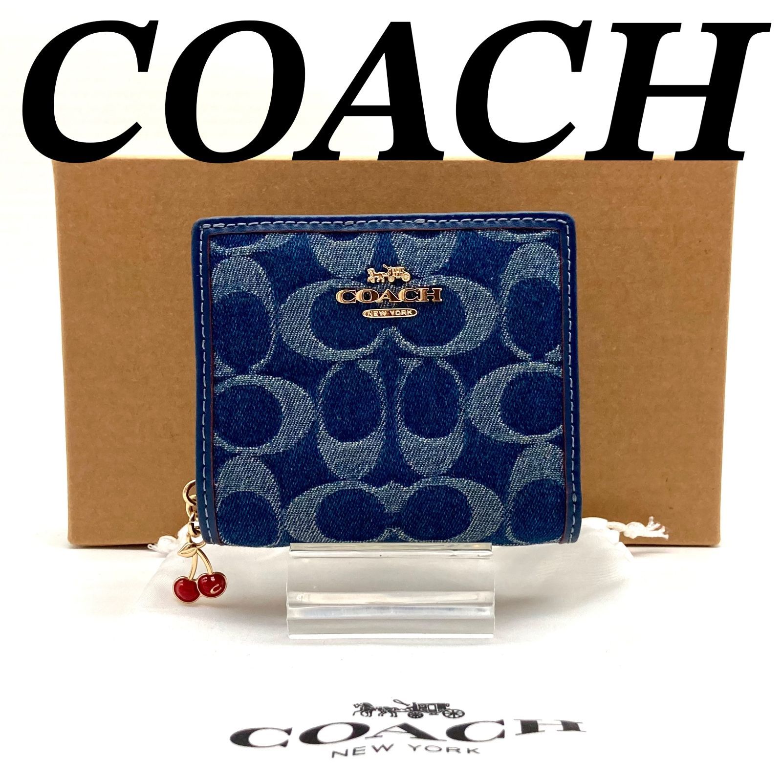 コーチ シグネチャー デニム スナップ ウォレット 二つ折り財布 80609 コーチ シグネチャー デニム スナップ ウォレット 二つ折り財布 80609