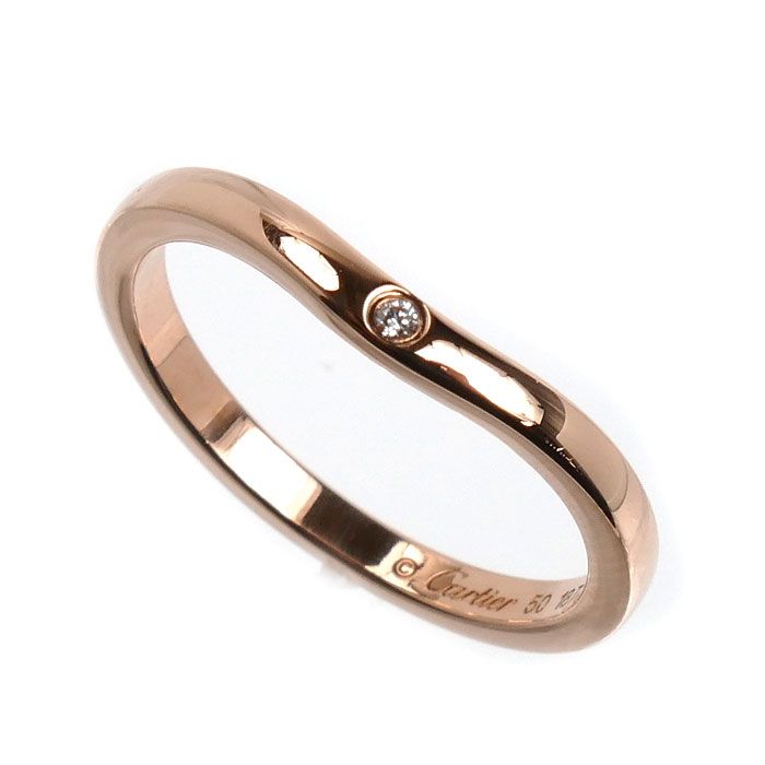CARTIER カルティエ K18PG ピンクゴールド バレリーナ カーブ ウェディング 3Pダイヤ リング・指輪 B4098650 ダイヤモンド 10号 50 2.3g レディース 中古 美品