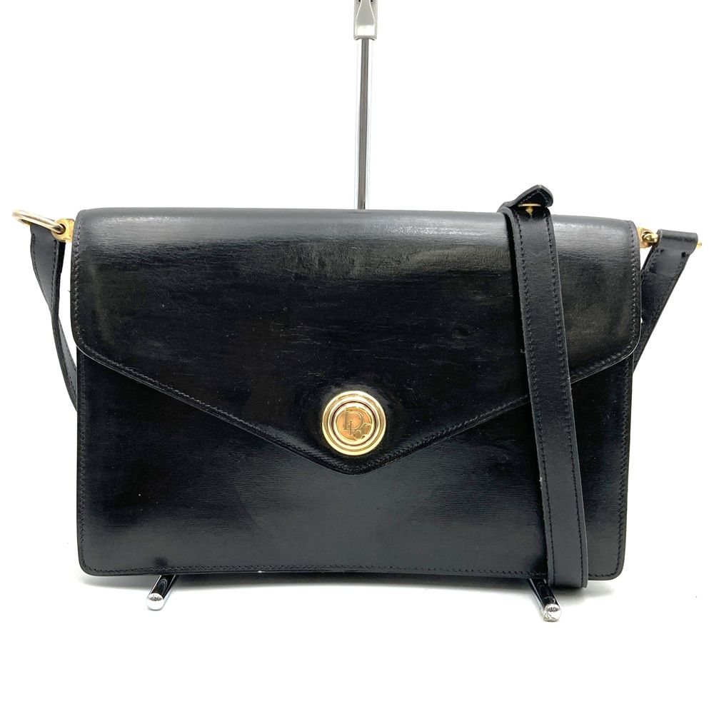 Dior ディオール ショルダーバッグ ヴィンテージ レザー ゴールド金具 ブラック レディース