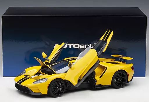 【中古】ミニカー 1/18 フォード GT 2017 (イエロー×ブラック・ストライプ) 「オートアート・コンポジットモデルシリーズ」 [72944]