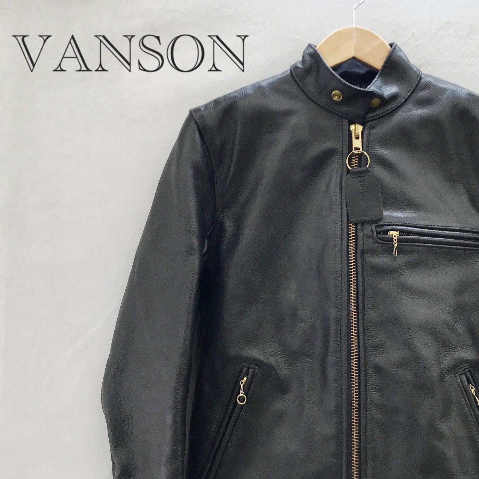 USA製 VANSON MODEL B シングル ライダース 79475C**23 レザー ジャケット 32 (S) ブラック 黒 メンズ ファッション _233023