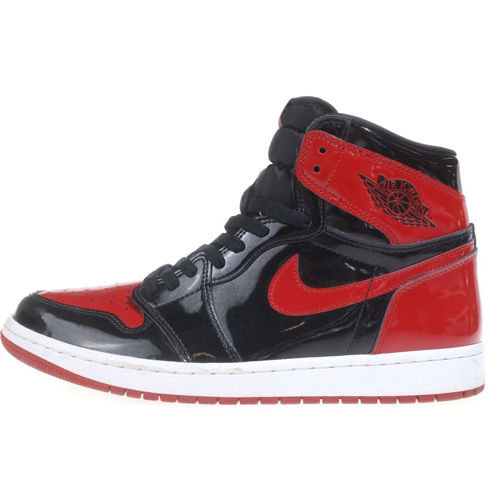 NIKE (ナイキ) AIR JORDAN 1 RETRO HIGH OG BRED PATENT エアジョーダン1 レトロ ブレッド パテント ハイカットスニーカー ブラック/レッド US10.5/28.5cm 555088-063