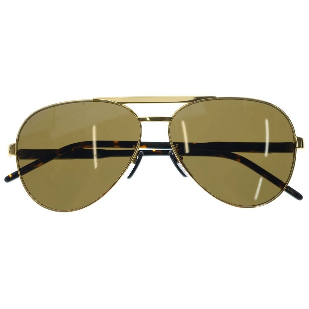 GUCCI (グッチ) サイドテンプルロゴ ウェリントンサングラス ゴールド GG1163S