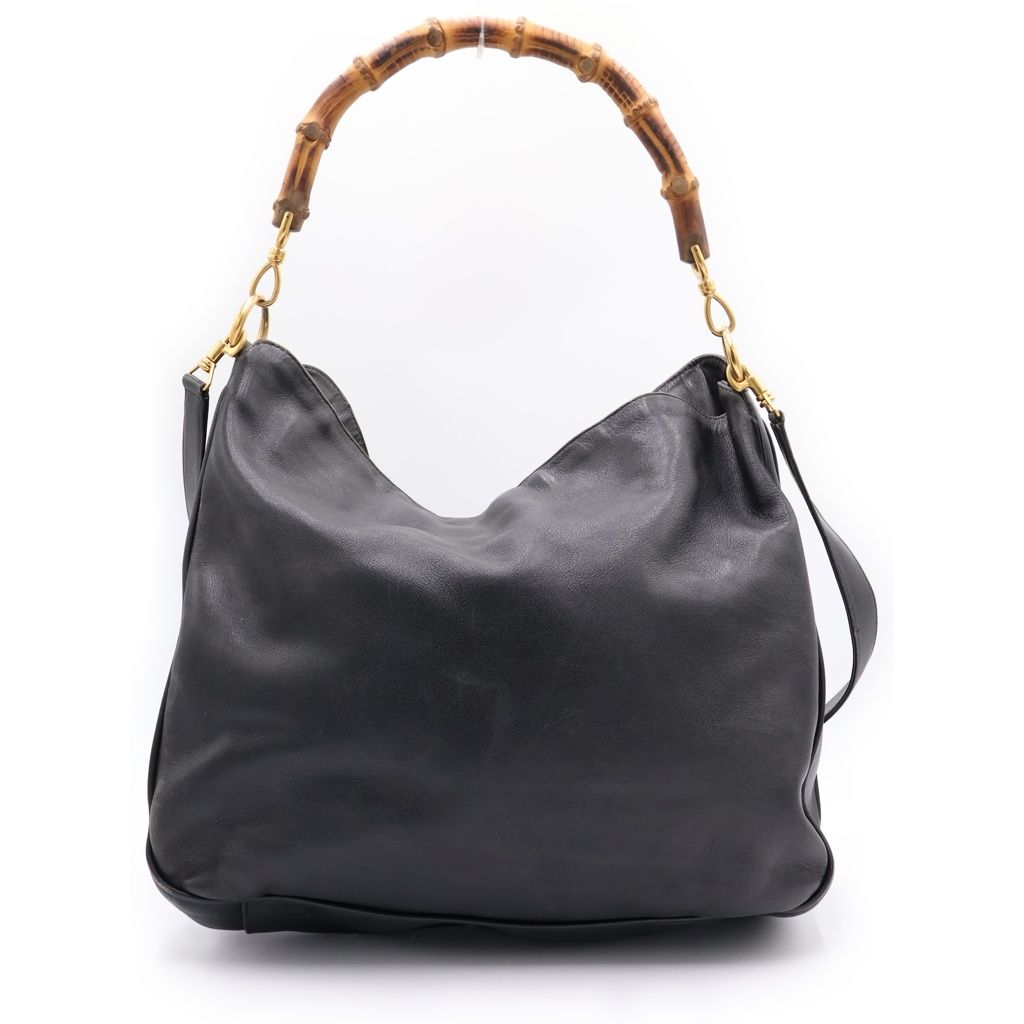 GUCCI (グッチ) 2WAY バンブー ショルダーバッグ ハンドバッグ ブラック