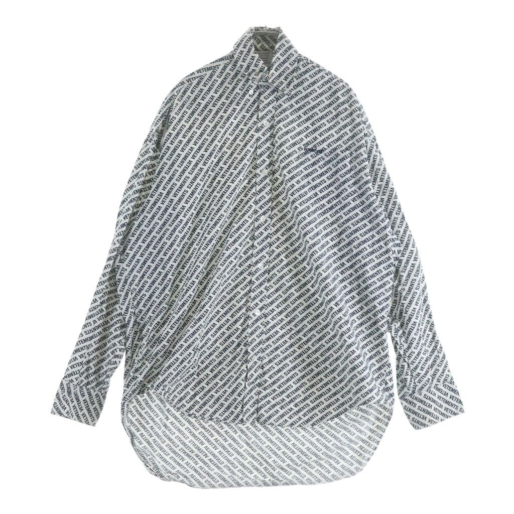 VETEMENTS (ヴェトモン) 18SS Monogram Oversized BD Shirt モノグラム オーバーサイズ ボタンダウン 長袖シャツ ブラック/ホワイト WSS18SH2