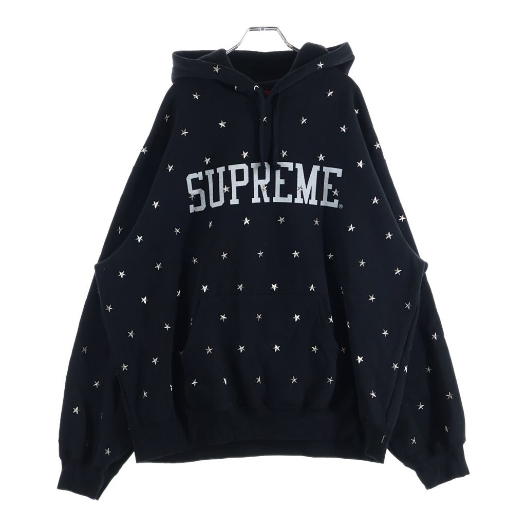 SUPREME (シュプリーム) Stars Studded Hooded Sweat スタースタッズ フーディー パーカー ブラック コットン XL