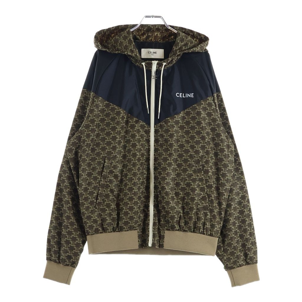 CELINE (セリーヌ) トリオンフモノグラムナイロンフーデッドブルゾン ブラウン×ブラック 50