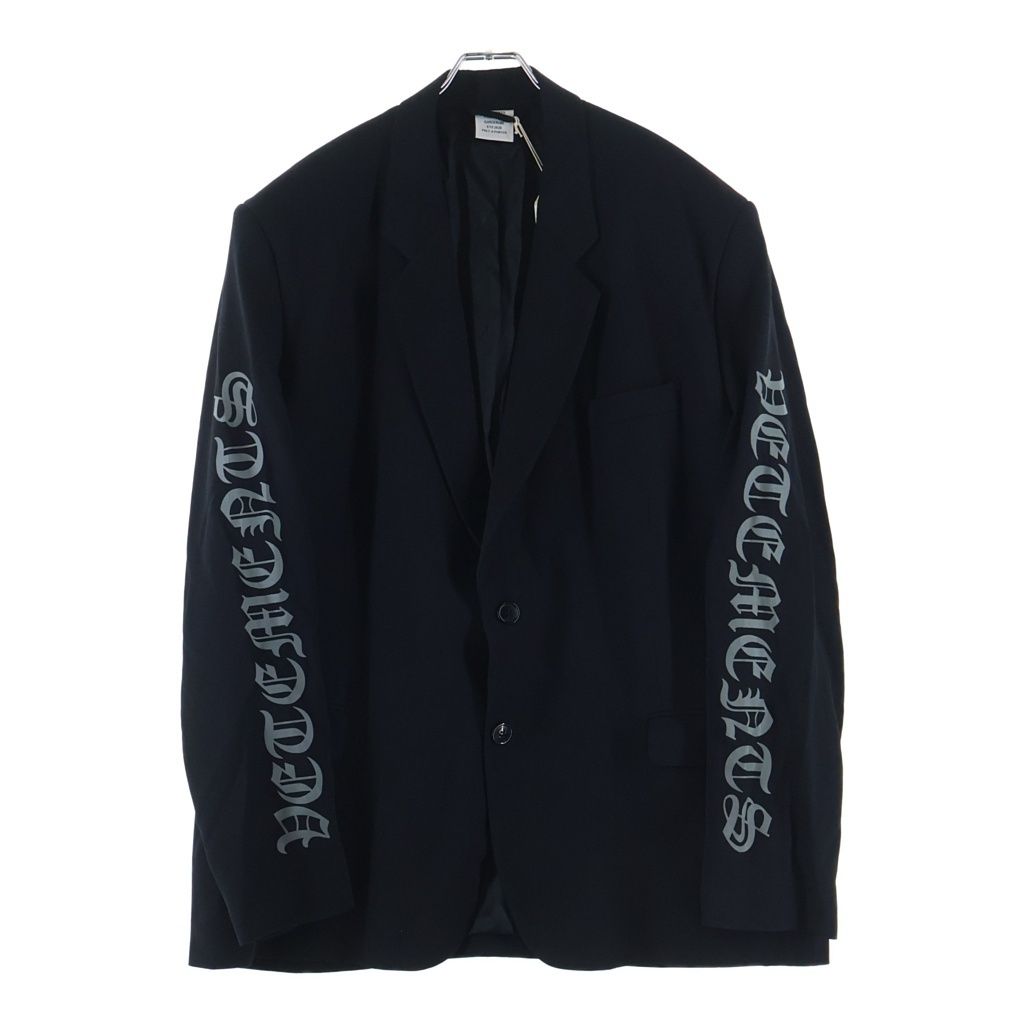 VETEMENTS (ヴェトモン) 20SS GOTHIC LOGO EMBROIDERED JACKET SS20JA143 ゴシック アームロゴ テーラード ジャケット ブラック