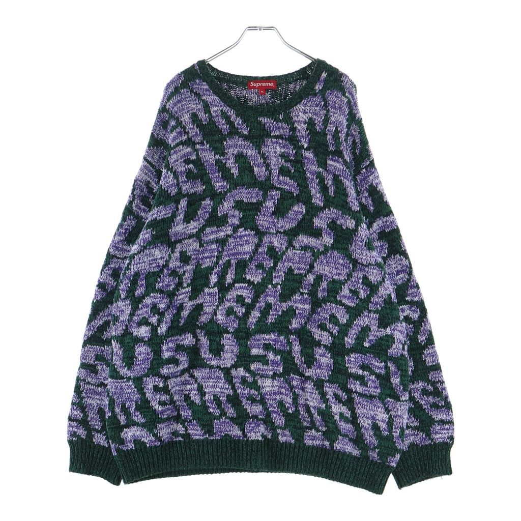 SUPREME (シュプリーム) 23SS Stacked Sweater スタックド 総柄 クルーネックニット セーター グリーン/パープル