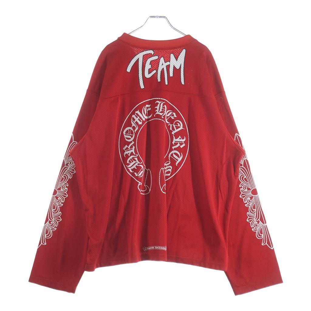 CHROME HEARTS (クロムハーツ) MESH WARM UP JERSEY CHプリントメッシュ長袖カットソー レッド