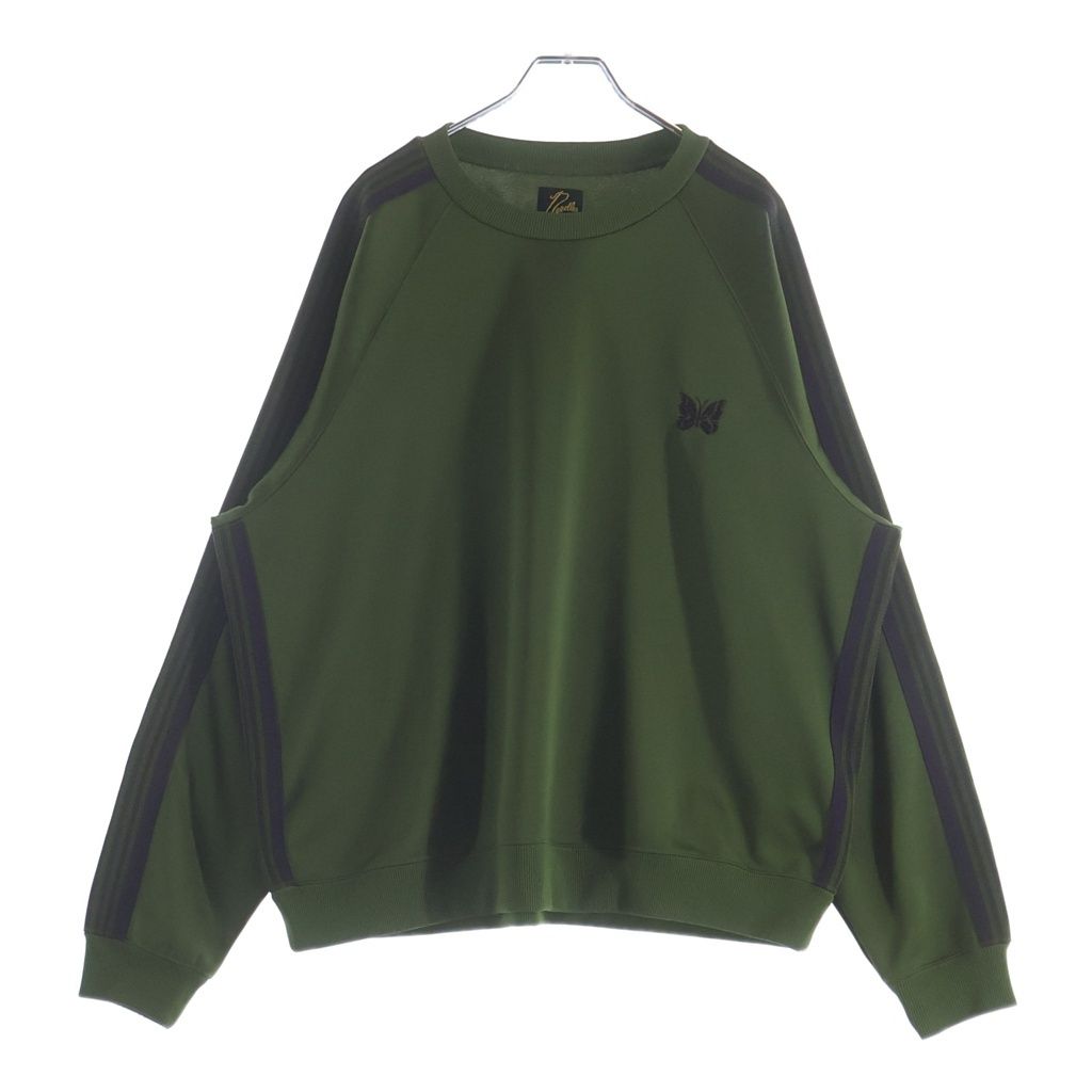 Needles (ニードルス) TRACK CREW NECK SHIRT ロゴエンブロイダリーデザイン クルーネック トラックスウェット トレーナー グリーン OT227