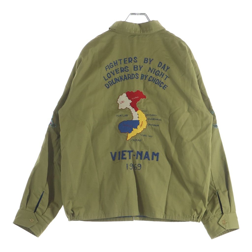 東洋エンタープライズ (トウヨウエンタープライズ) LATE 1960S STYLE COTTON VIETNUM JACKET 刺繍デザイン コットンベトナムジャケット ベトジャン ジップアップブルゾン カーキ TT15684