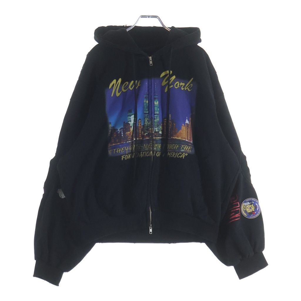NO BRAND (ノーブランド) PROTOCOL INDEX(プロトコルインデックス) 26SS RECONSTRUCTED SWEATSHIRTS HOODIE 再構築 ダメージ加工 ジップアップスウェットパーカー フーディー PI26SSMH02