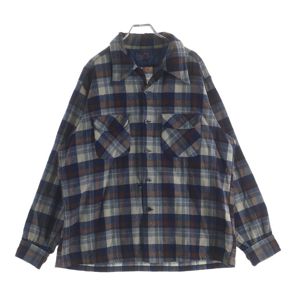 PENDLETON (ペンドルトン) 70s VINTAGE ヴィンテージ チェック ウールシャツ 長袖シャツ ブルー/ブラウン