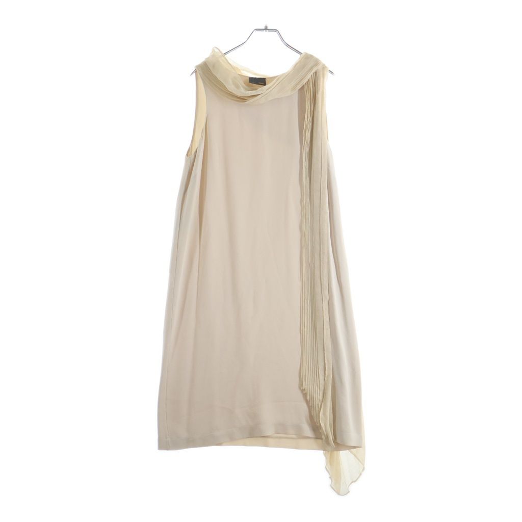 FENDI (フェンディ) ONE PIACE DRESS プリーツスカーフ シルク ワンピース ドレス ベージュ レディース