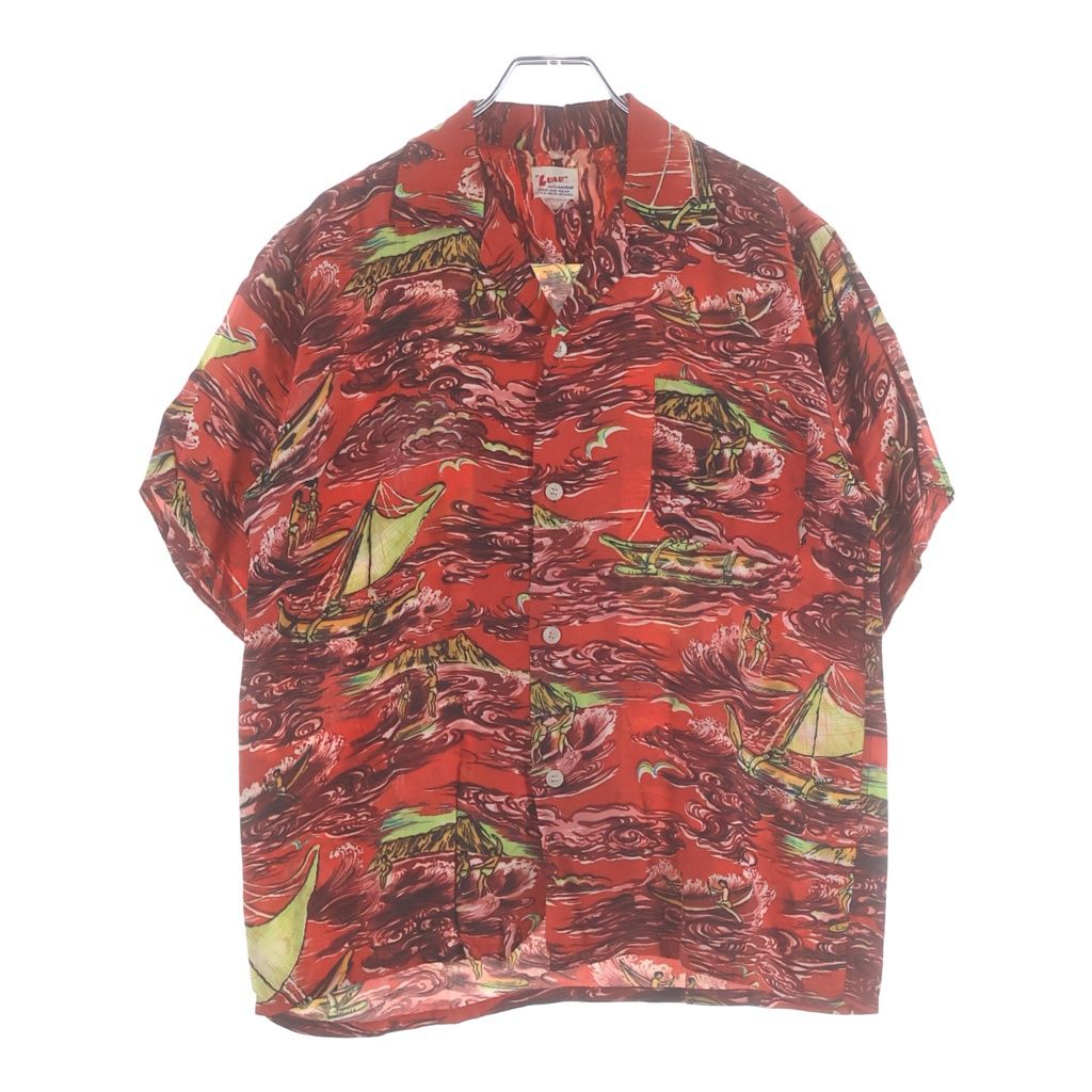 VINTAGE (ヴィンテージ) 50s LUAU Hawaiian Shirt ハワイアンシャツ 半袖シャツ アロハシャツ レッド