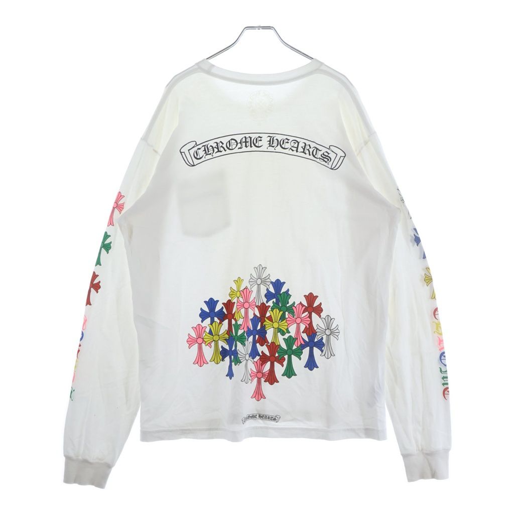 CHROME HEARTS (クロムハーツ) MLTCOL CEM CRS L/S TEE マルチカラー セメタリークロス クルーネック長袖Tシャツカットソー ロンT ホワイト