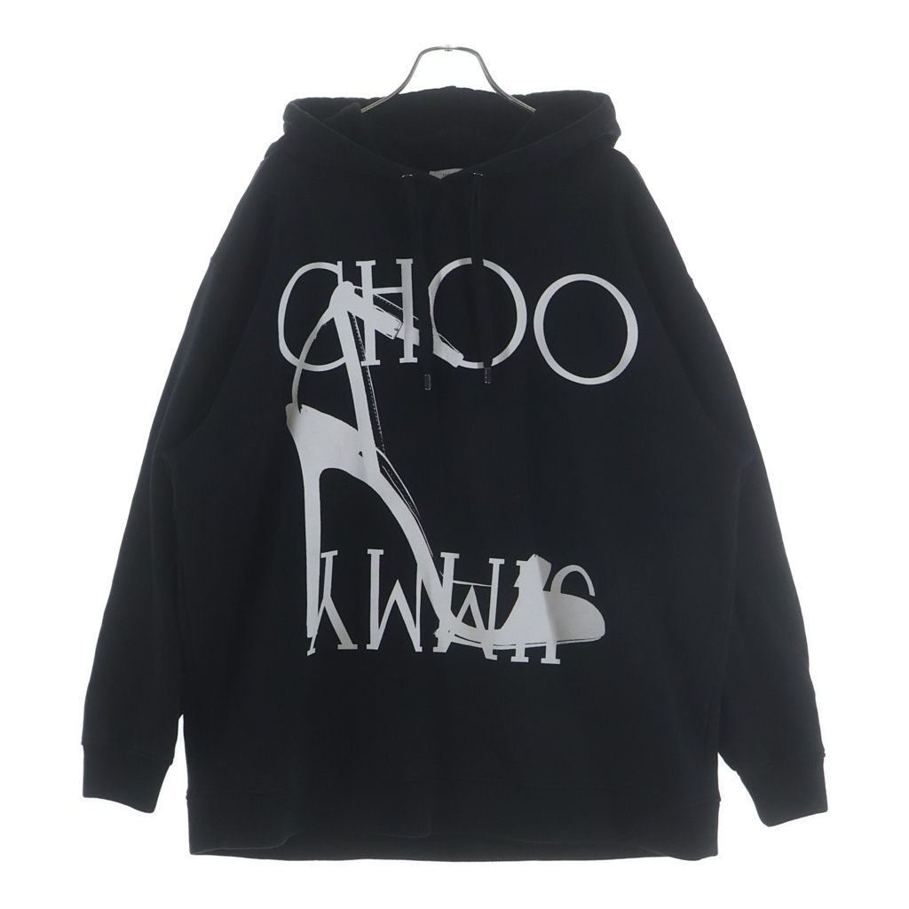 JIMMY CHOO (ジミーチュウ) ロゴプリント プルオーバー フーディー スウェット パーカー ブラック