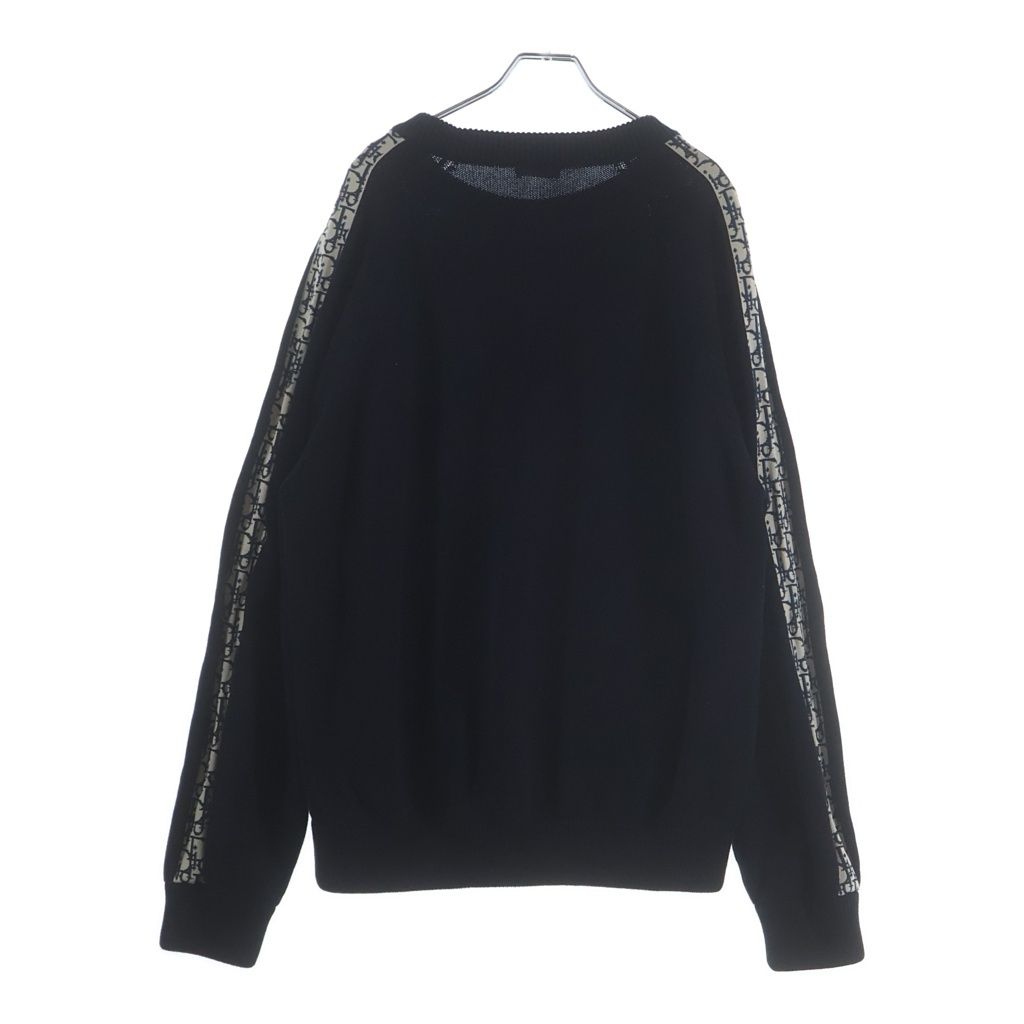 DIOR (ディオール) 21AW OBLIQUE SIDE LINE CREWNECK SWEATS オブリークライン クルーネック コットン ニット セーター ブラック 113M638AT187