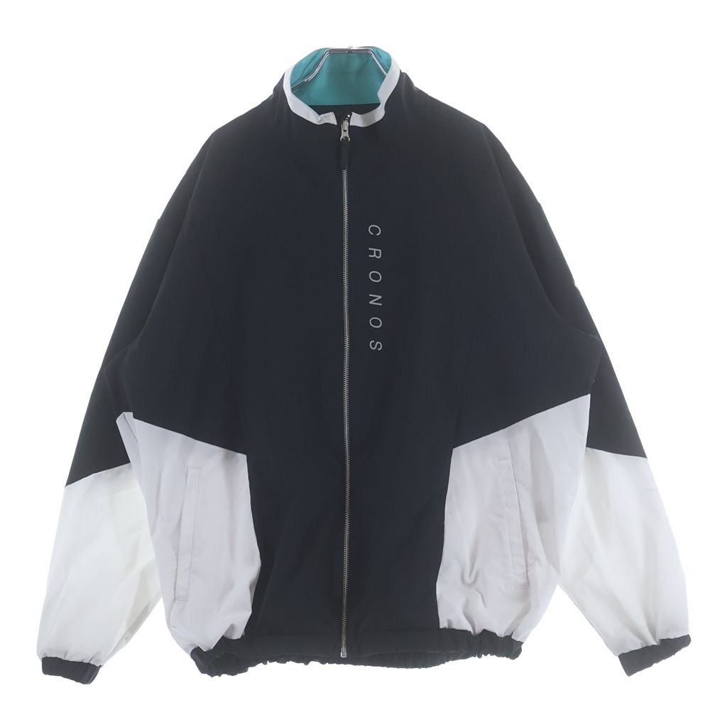 NO BRAND (ノーブランド) CRONOS クロノス ADAPT BLOUSON アダプト ブルゾン フロントロゴプリント ジップアップ ナイロンジャケット ブラック/ホワイト C03-BL-2604ST